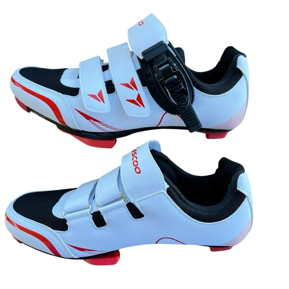Kescoo Cycling Shoes Clip In White Red NWOB Men's 7-7.5 Women's 8-8.5 Road